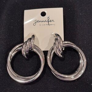 Silver Twisted Circle Post Earrings 2.5 inch glam boutique